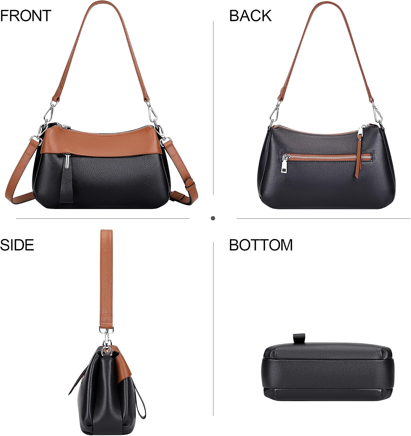 Over Earth Genuine Leather Crossbody Bags for Women Small Crossbody Handbag Shoulder Purses with 2 Detachable Straps