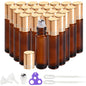 PrettyCare 4 Pack Amber Glass Oil Roller Bottles for Essential Oils 10ml, Roll On Bottles with Stainless Steel Roller Ball Leak-Proof Perfume Travel Refillable Bottle Empty, Beauty & Personal Care