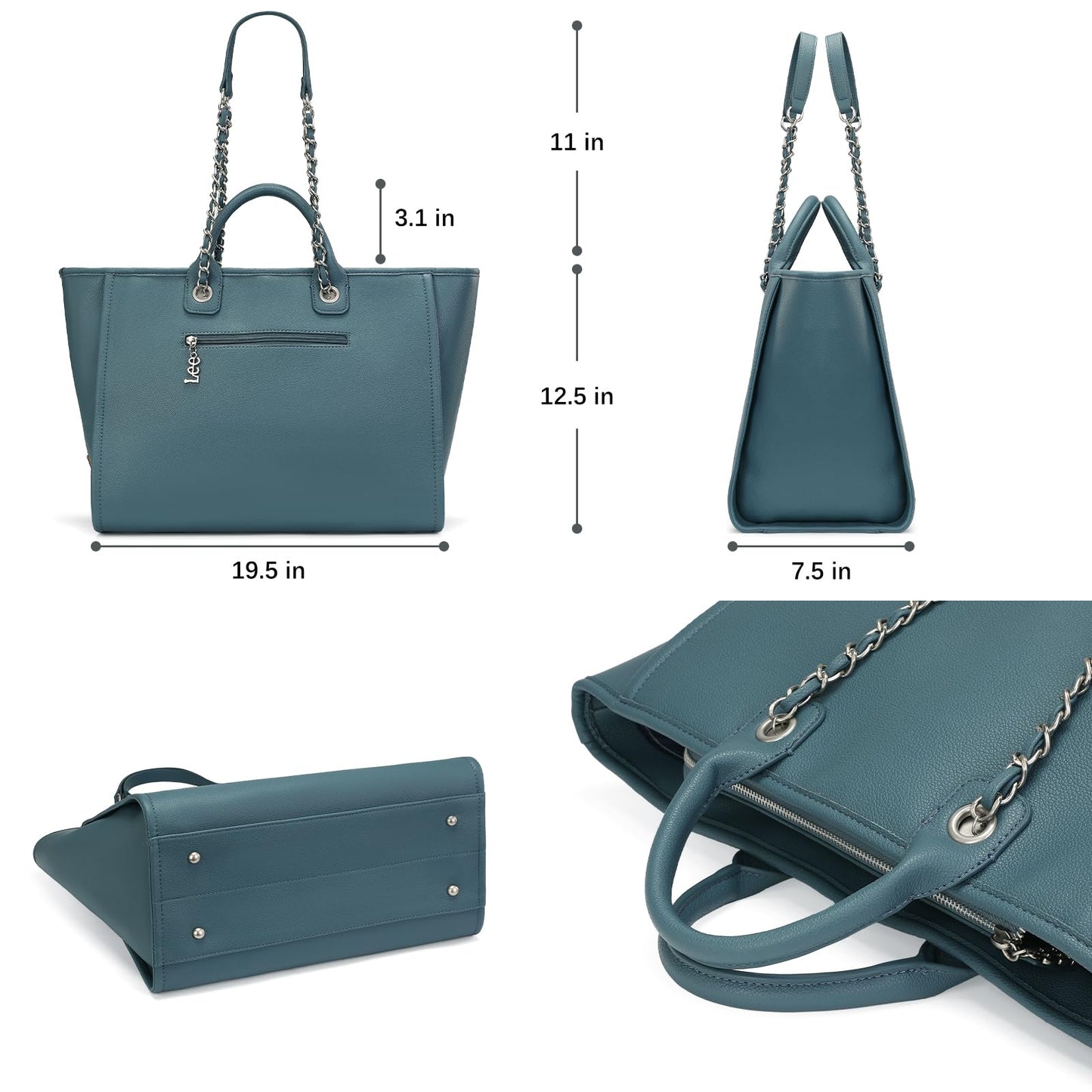 Lee Large Shoulder Tote Bag for Women Vegan Leather Top-Handle Bag