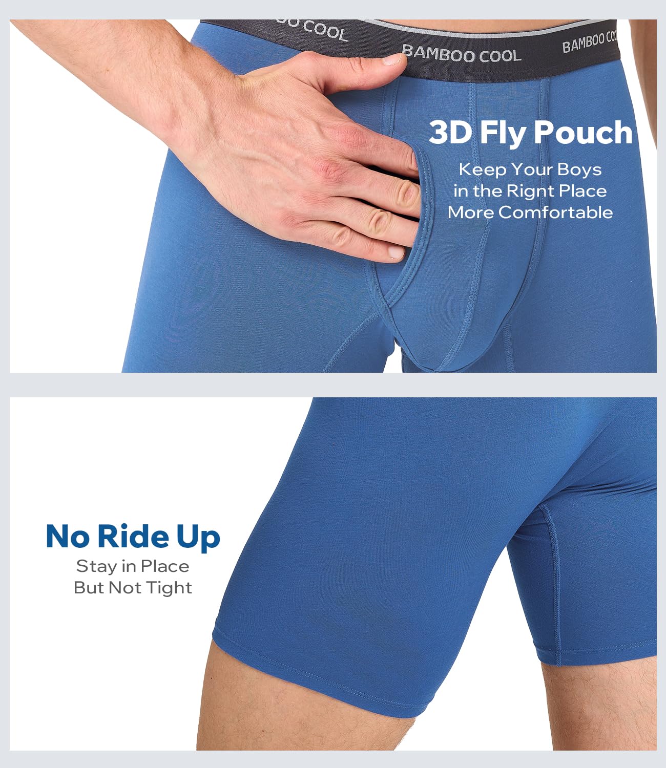 BAMBOO COOL Ultra Soft Mens Underwear Boxer Briefs Multi-pack | Bamboo Fabric‌,No Ride Up,More Breathable Than Cotton