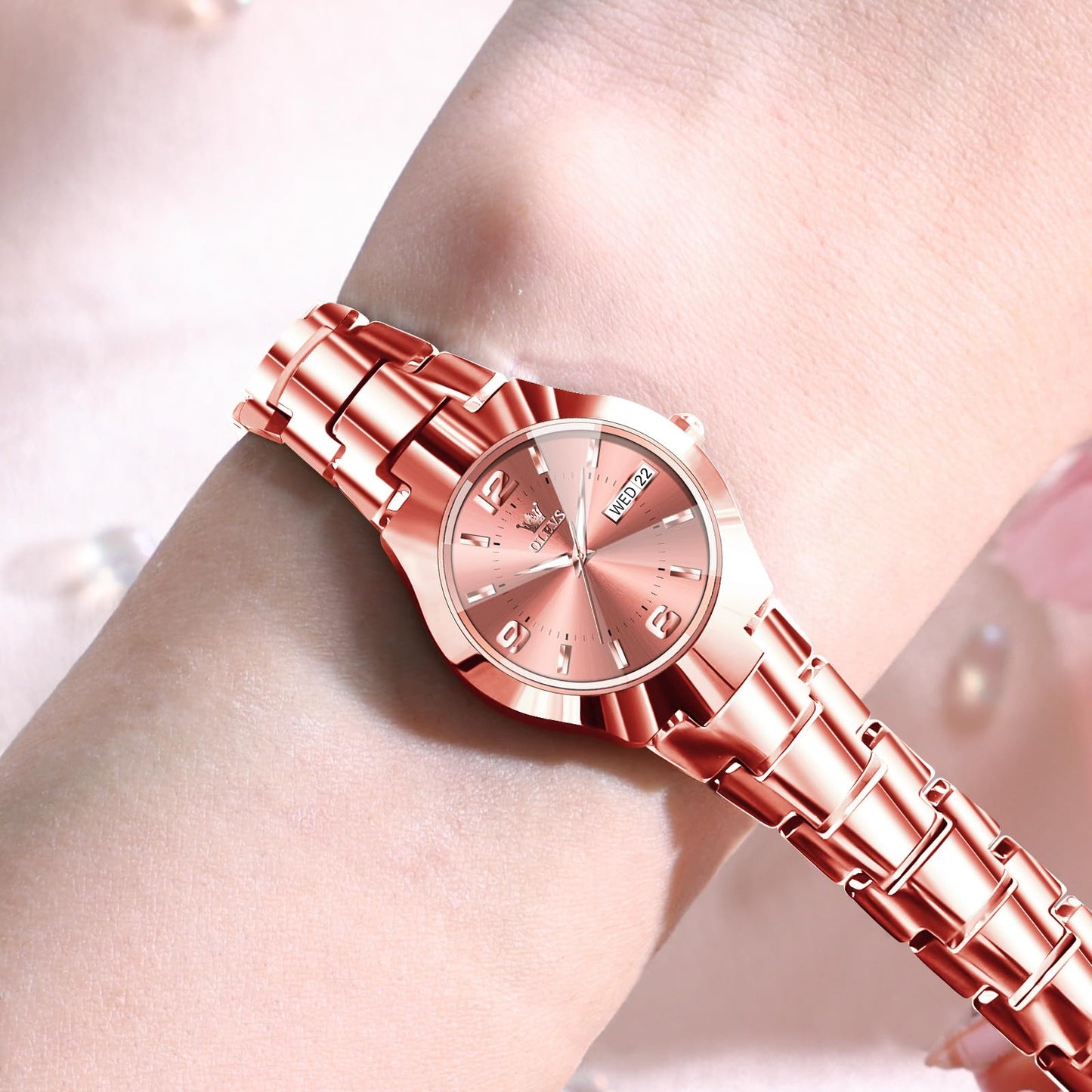 OLEVS Watch Women Luxury Dainty Vintage Square/Round Small Watches for Women Waterproof Stainless Steel Analog Women's Watches with Day Date Fashion Dress Easy Read Female Watch Reloj para Mujer