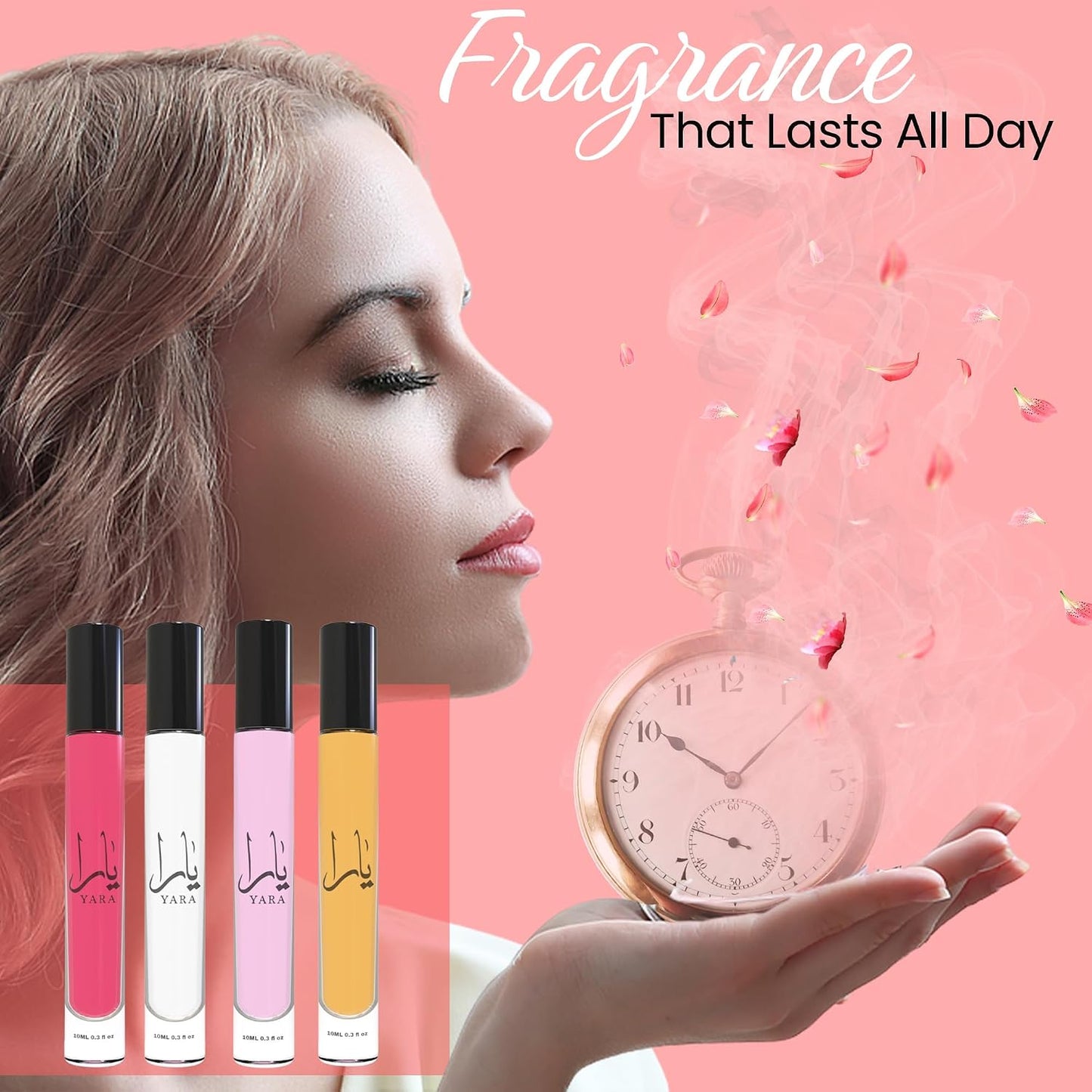 Equivalence Yara's 4 Pieces Set Eau De Parfum Spray for Women edition travel Size BUNDLE 0.34 Ounce Moi +Tous + Candy +Pink, LARGE BOTTLES NOT INCLUDED It is only a reference