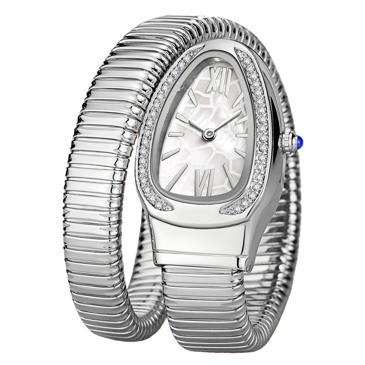 Gosasa Snake Bracelet Watch for Women, Elegant Wrap Around Bangle Wristwatch, Fashion Jewelry Style Quartz Watch, Adjustable Cuff Serpenti Watch for Dress & Gift