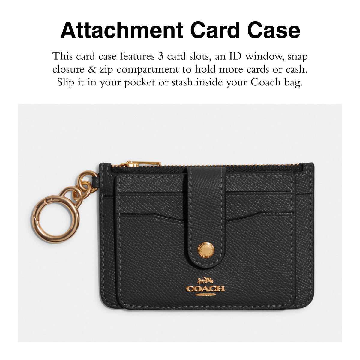 COACH Crossgrain Leather Attachment Card Case