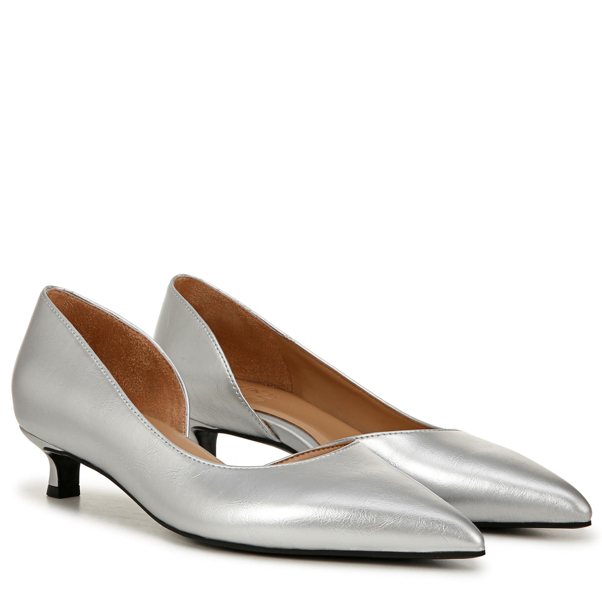 Naturalizer Womens Gallent Pointed Toe Kitten Heel Pump Silver Metallic 10 MNaturalizer Womens Gallent Pointed Toe Kitten Heel Pump Silver Metallic 10 M open box