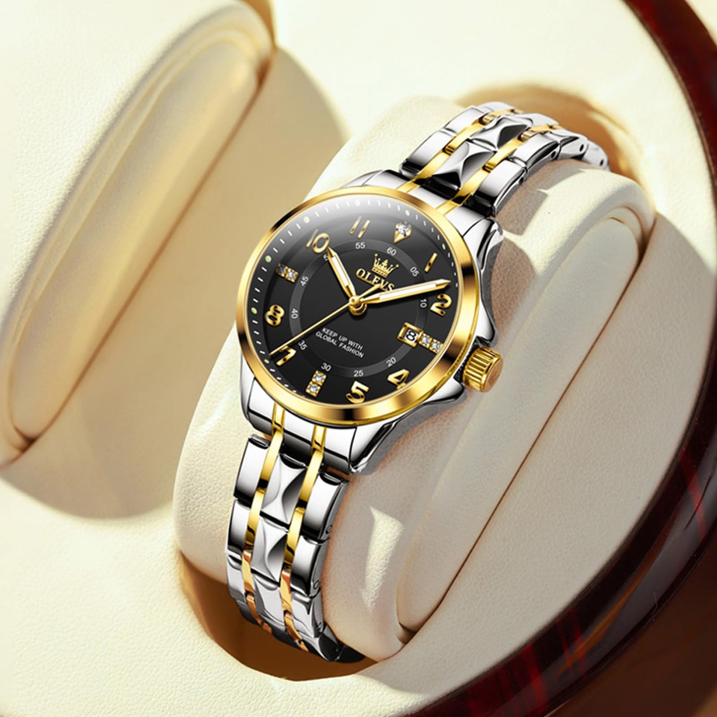OLEVS Watch for Women Luxury Fashion Diamond Classic Arabic Dial Wrist Women's Watches with Date Waterproof Stainless Steel Quartz Ladies Watch