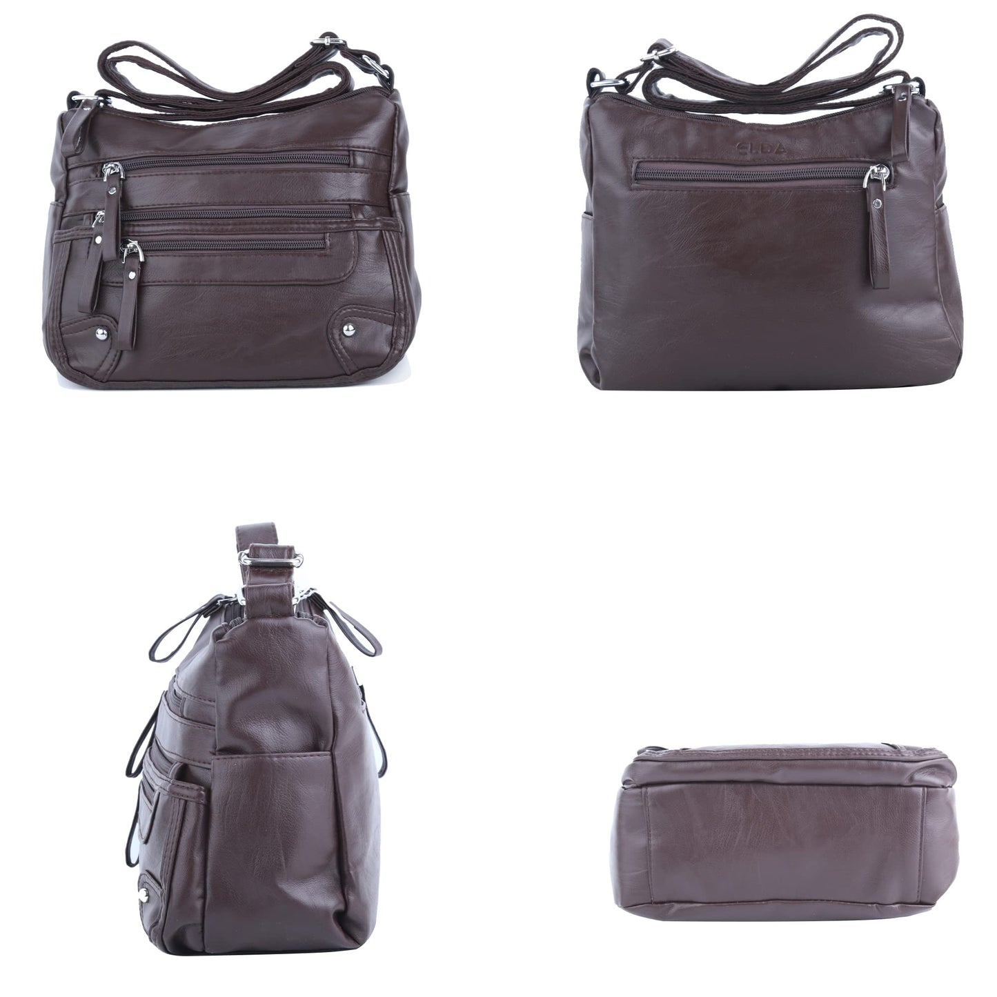 ELDA 10 Pockets Crossbody Purses for Women Medium Pocketbooks Lightweight Ladies Satchel Bag Multi Pocket Shoulder Handbag