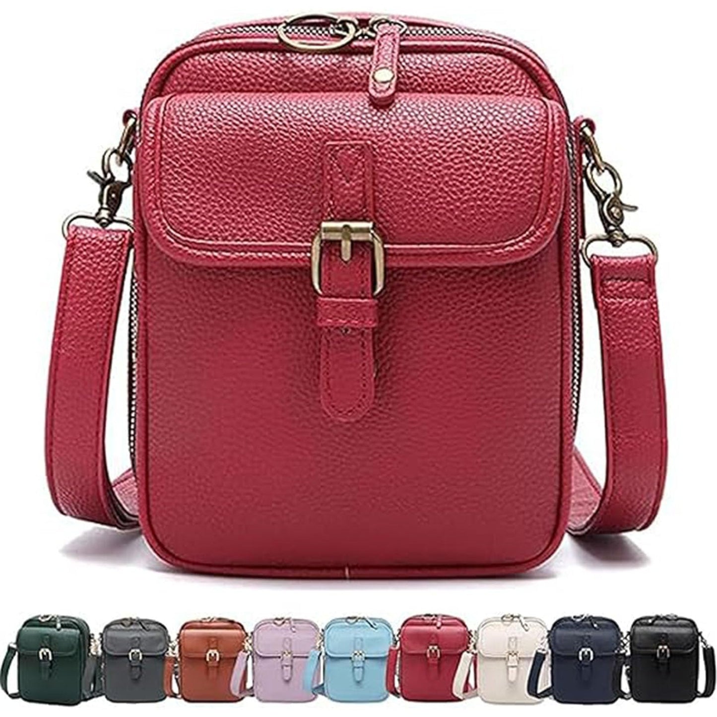 Leather Crossbody Bag for Women,Anti-Theft Messenger Bag with Large Capacity,Built-in Purse Card Slots Shoulder Sling Bag