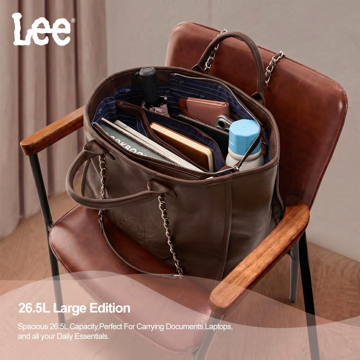 Lee Large Shoulder Tote Bag for Women Vegan Leather Top-Handle Bag