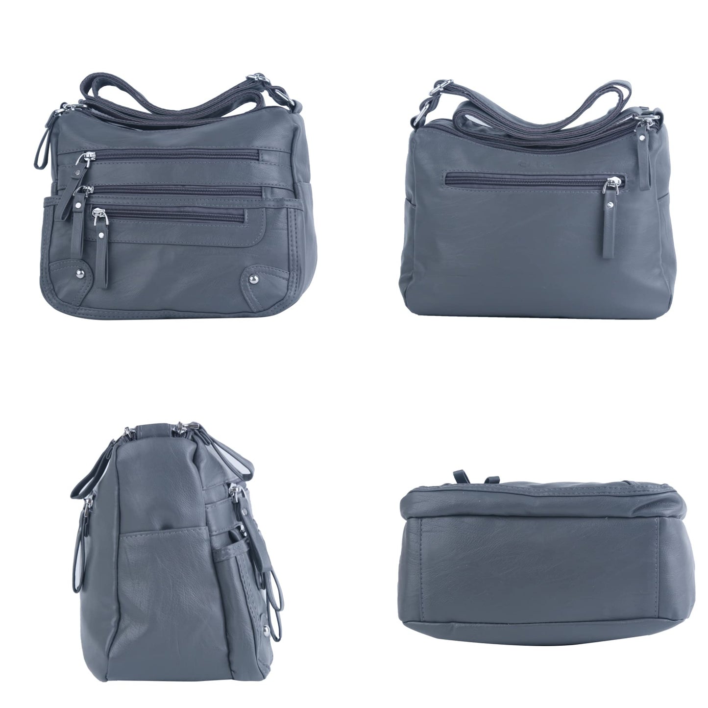 ELDA 10 Pockets Crossbody Purses for Women Medium Pocketbooks Lightweight Ladies Satchel Bag Multi Pocket Shoulder Handbag