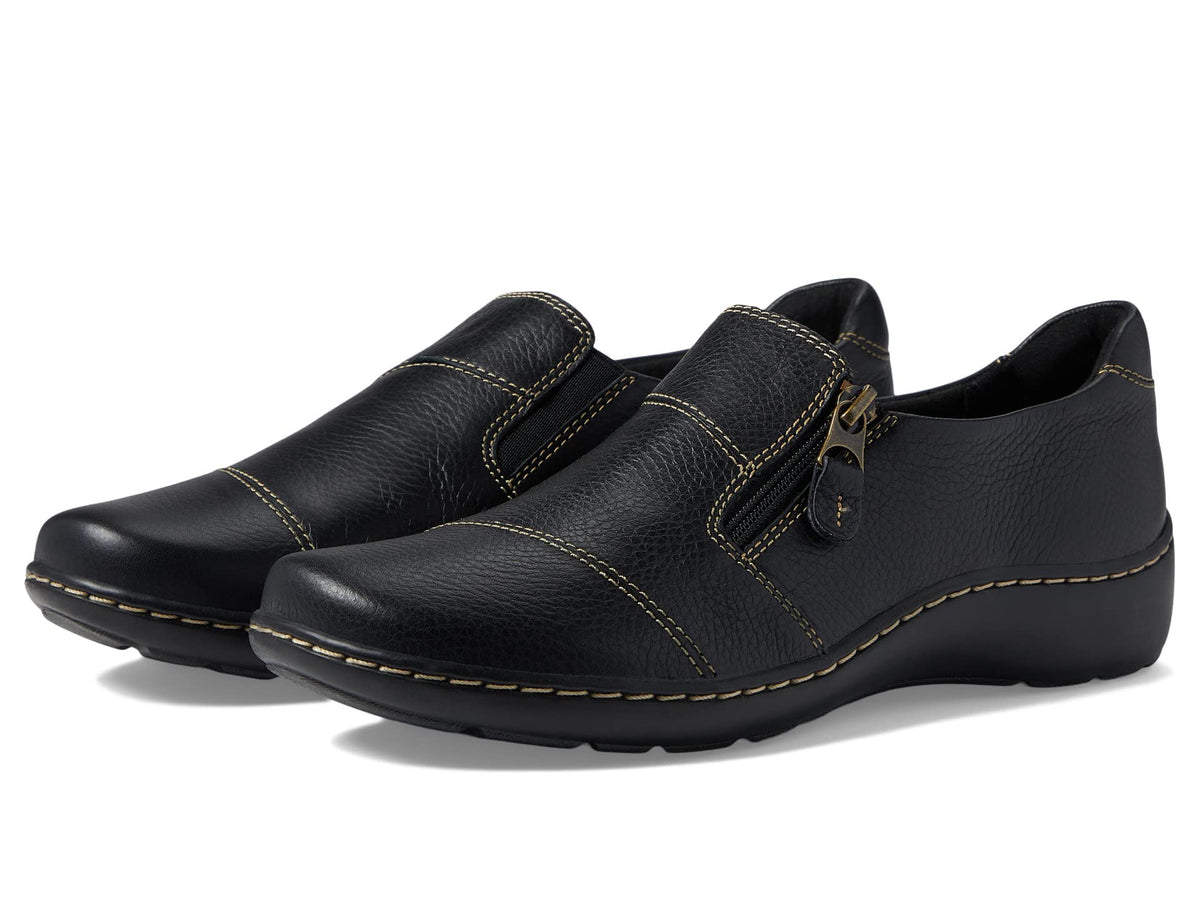 Clarks womens Cora Harbor Loafer, Black Leather, 9.5 USClarks womens Cora Harbor Loafer, Black Leather, 9.5 US