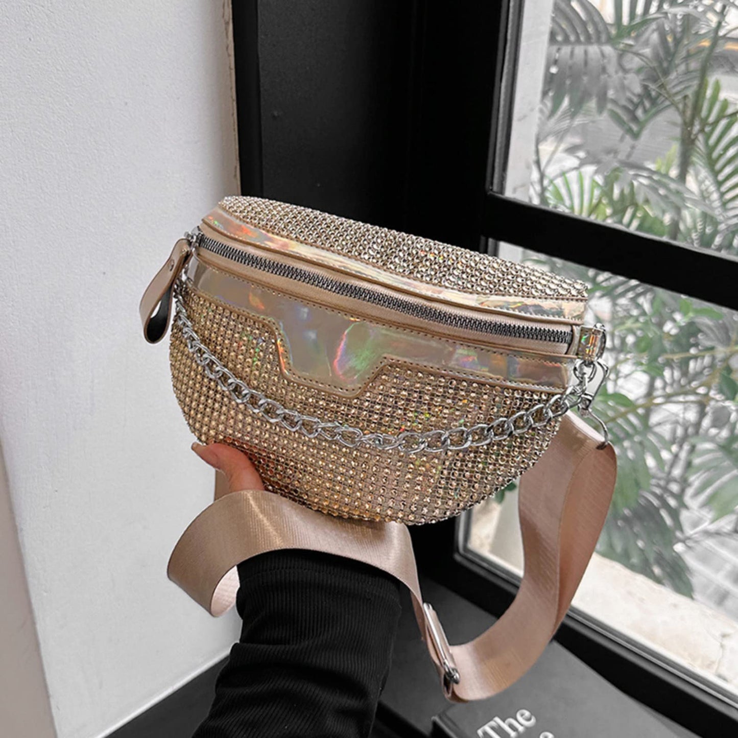 Thick Chain Women's Fanny Pack Plaid leather Waist Bag Shoulder Crossbody Chest Bags Luxury Designer Handbags Female Belt Bag