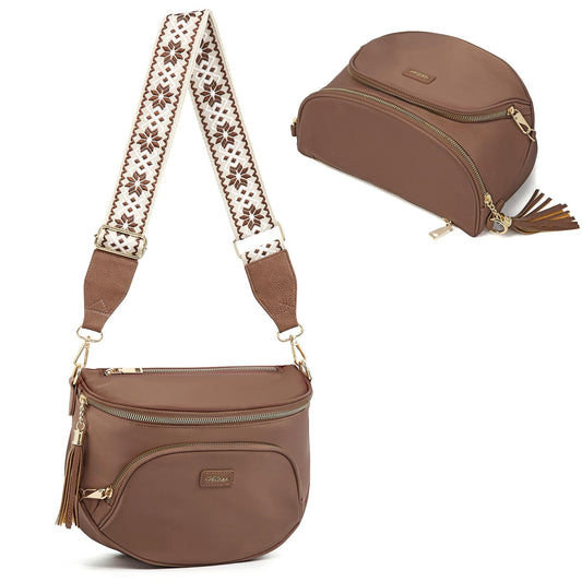 Checkered Crossbody Bag Anti Theft Spacious Bum Bags for Women Nylon Fanny Packs Lightweight Purse Wallet for Travel