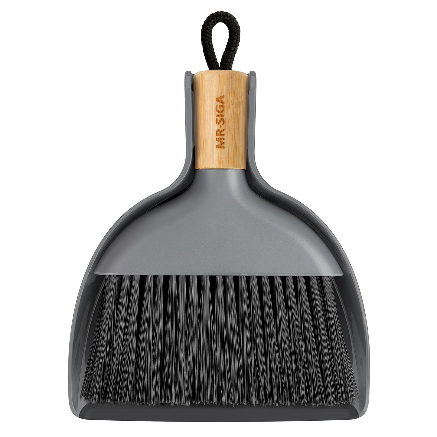 MR.SIGA Mini Dustpan and Brush Set, Portable Cleaning Brush and Dustpan Combo with Bamboo Handle, 1 Set