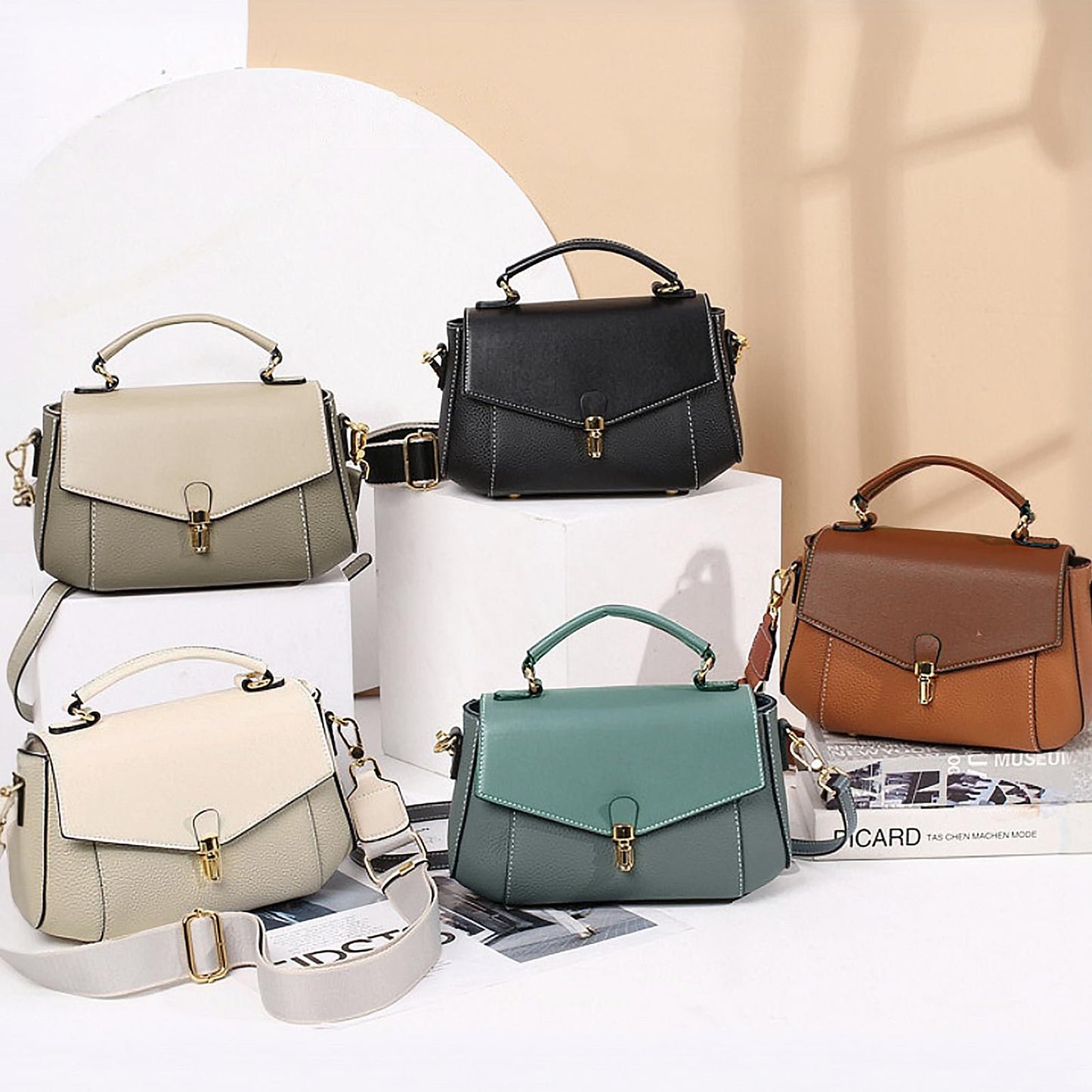 imeetu Crossbody Bags for Women, Leather Shoulder Bag, Purses and Handbags | Genuine Leather Womens Crossbody Purse, Structure Shoulder Purse with Top Handle & 2 Straps for 3 Styles, Travel, Daily, Gift