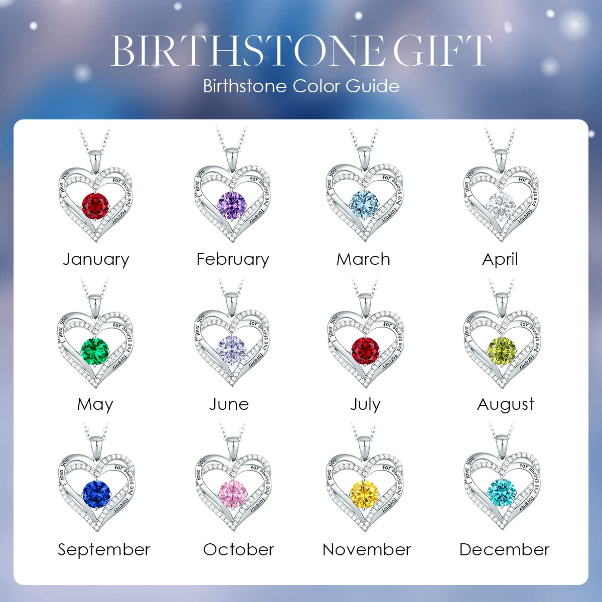 CDE Forever Love Heart Necklaces for Women, Wedding Anniversary, Valentine's，Birthday Mothers Christmas Day Gifts for Mom, Mother, Wife, S925 Silver Jewelry with Birthstone Pendant