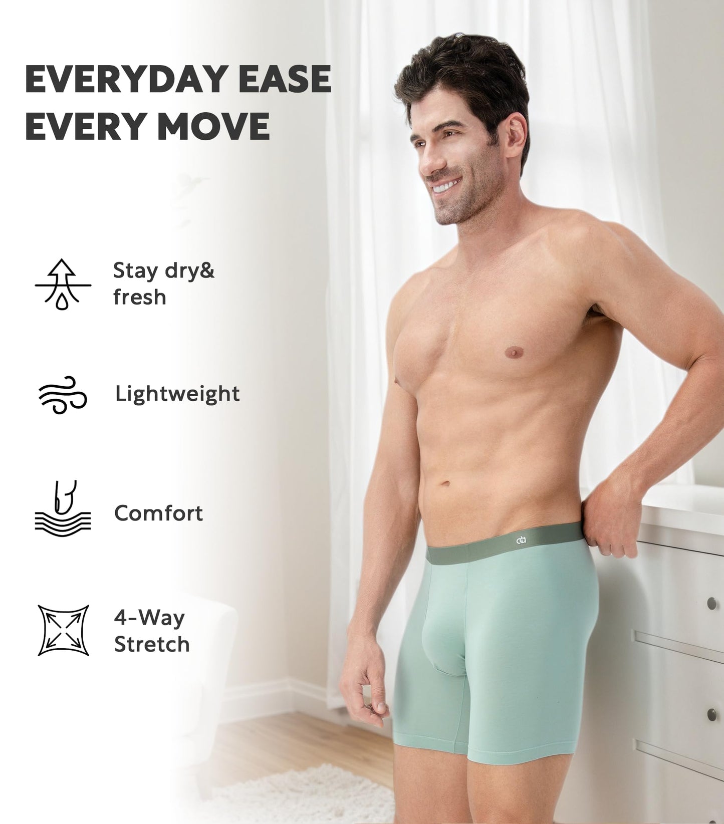 DAVID ARCHY Men's Ultra Soft Underwear Modal Boxer Briefs Slim Fit 6.5" | Second Skin Fabric Breathable, Smooth Low-Profile Waistband, Easy Access Side Fly, Tagless Anti Chafing for All-day Comfort