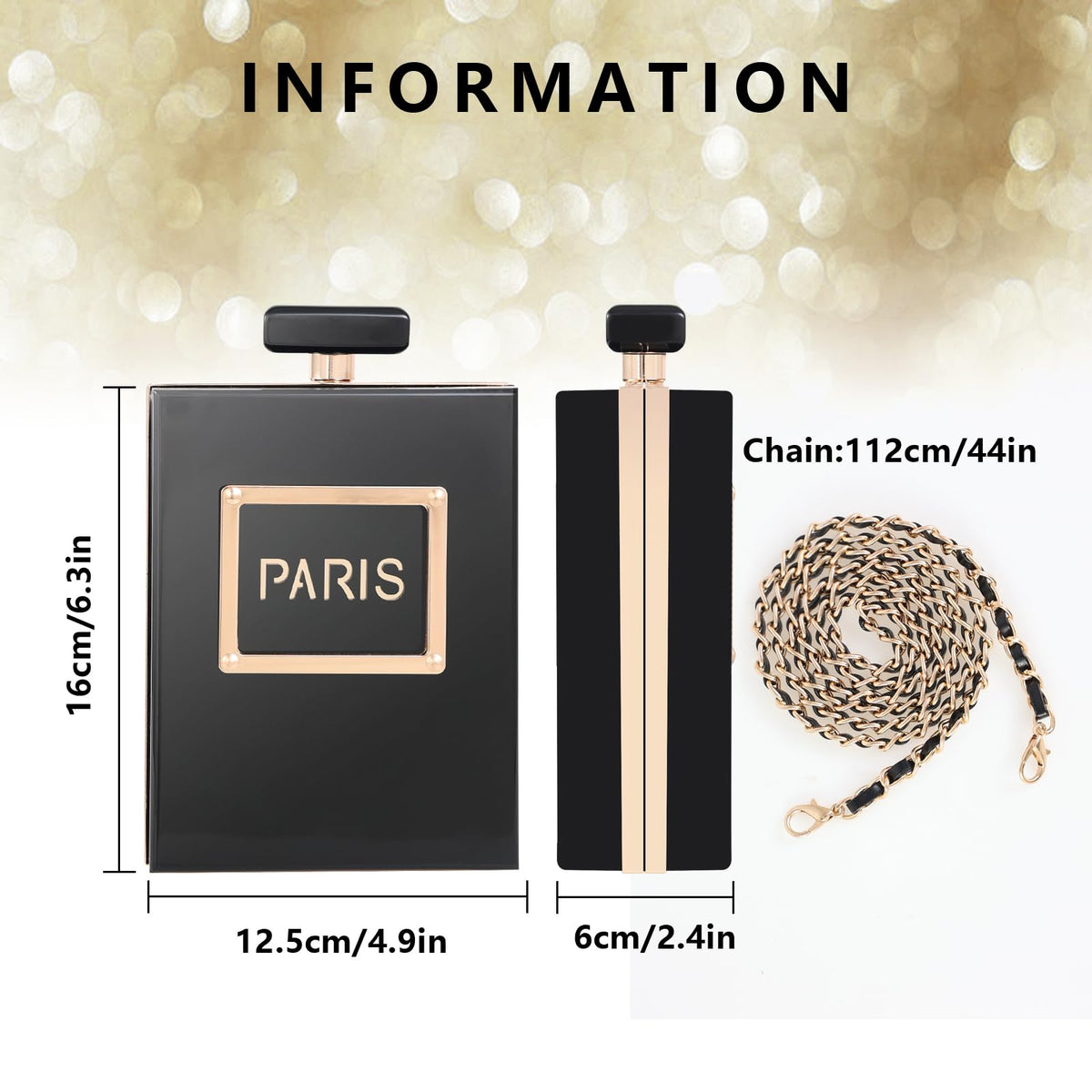 WJCD Women Acrylic Perfume Bottle Evening Clutch Bag Chain Crossbody Purse