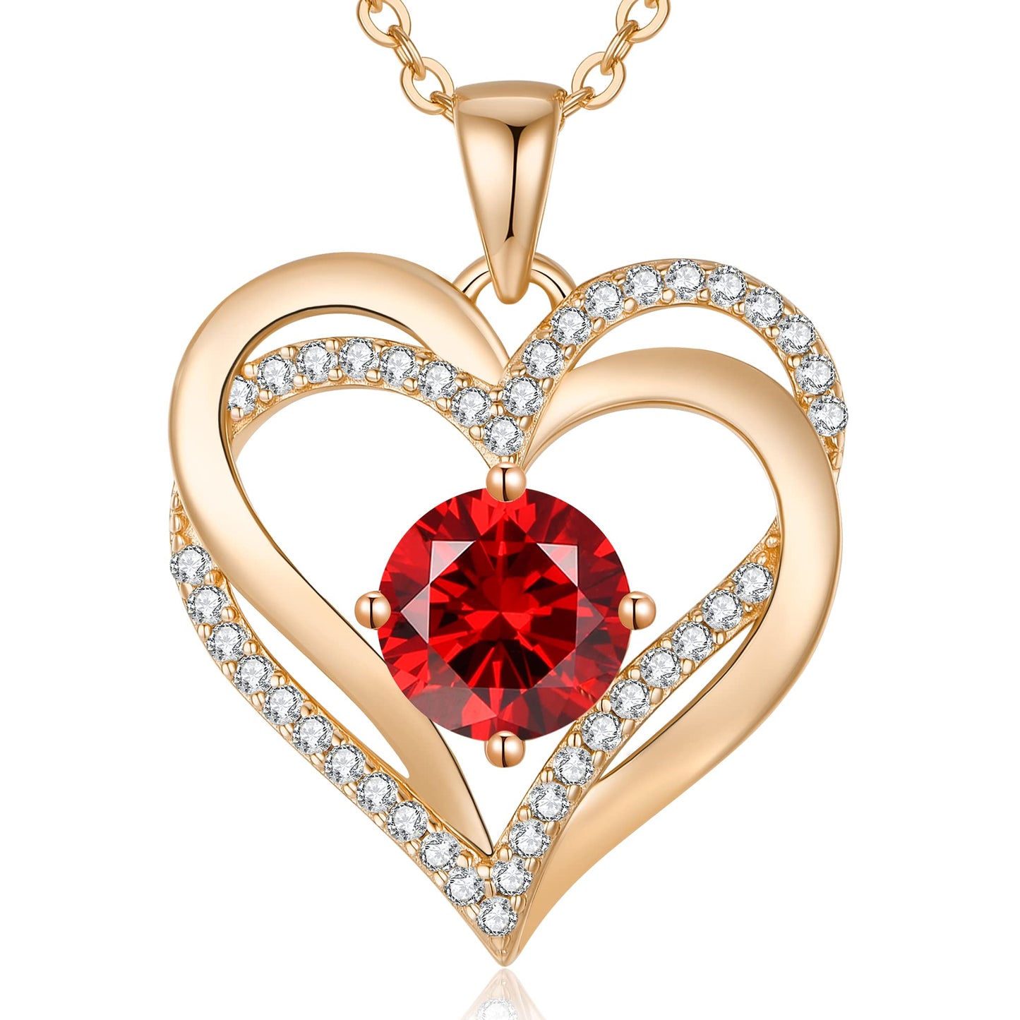 LOUISA SECRET Double Love Heart Birthstone Necklaces for Women, Birthday Gift for Girlfriend, Anniversary Jewelry Gift for Her, 925 Sterling Silver Jewelry Christmas Anniversary Birthday Present Gifts for Wife Girlfriend Mom Grandma Daughter