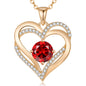 LOUISA SECRET Double Love Heart Birthstone Necklaces for Women, Birthday Gift for Girlfriend, Anniversary Jewelry Gift for Her, 925 Sterling Silver Jewelry Christmas Anniversary Birthday Present Gifts for Wife Girlfriend Mom Grandma Daughter