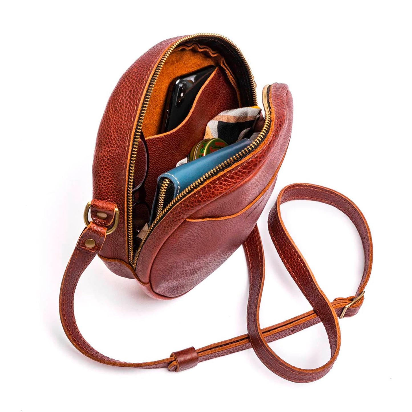 Portland Leather Goods Circle Crossbody Bag for Women – Handmade from the Finest Full-Grain Hides