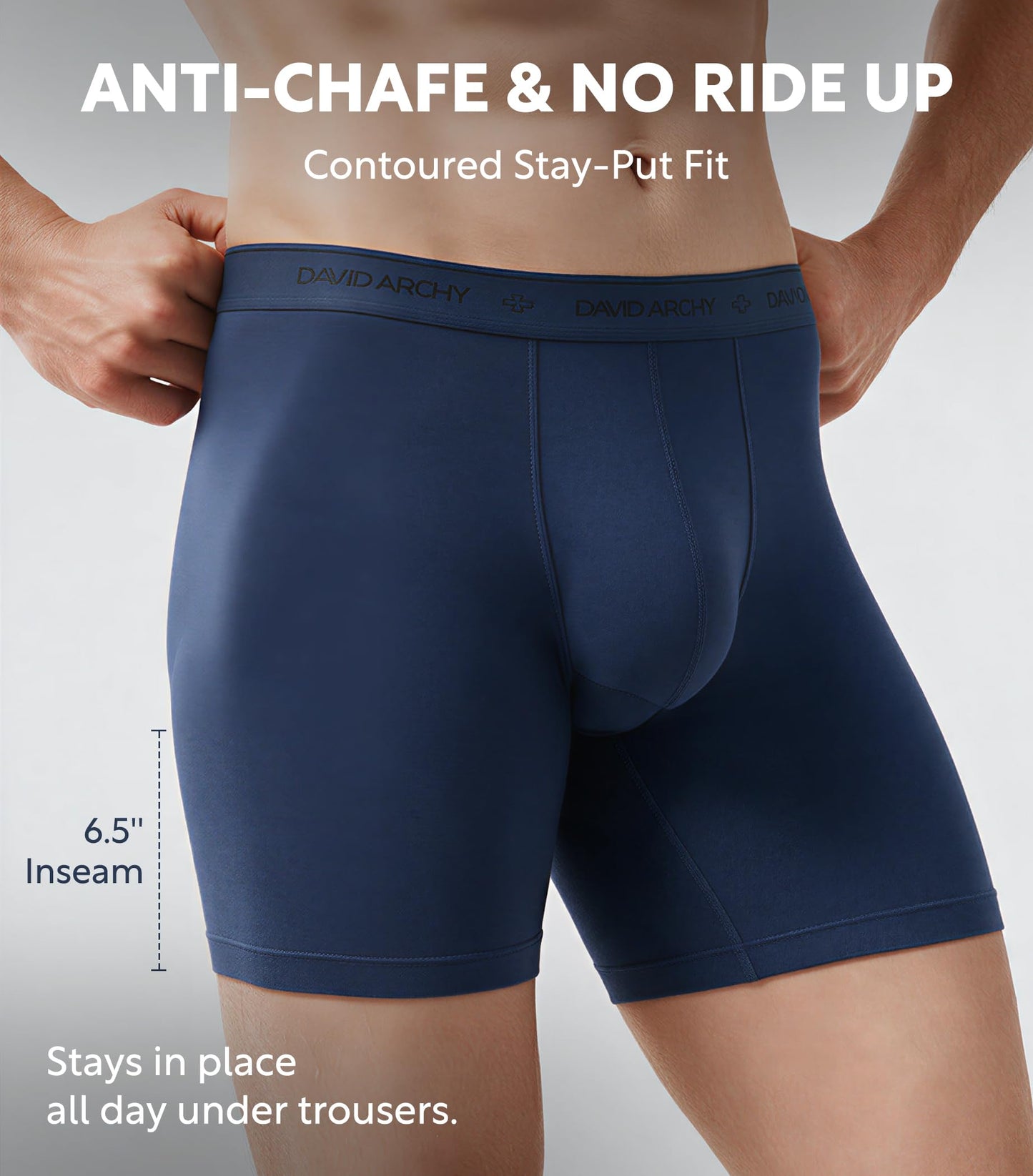 DAVID ARCHY Men's Underwear Modal Boxer Briefs Trunks Multi-Pack | Dual Pouch with Fly, Ultra Soft Second Skin Feel, Breathable Stretch Spandex, Anti Chafing, Daily Lounging Work Travel