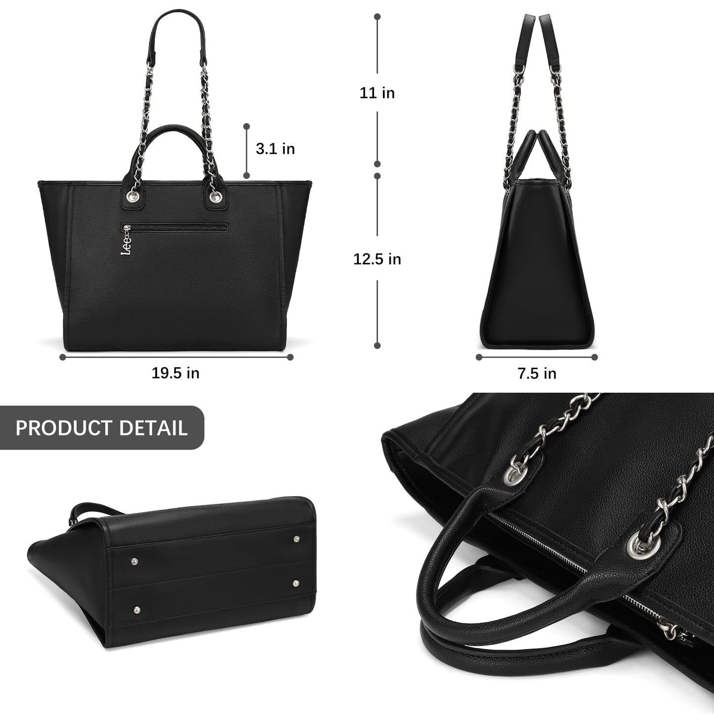 Lee Large Shoulder Tote Bag for Women Vegan Leather Top-Handle Bag
