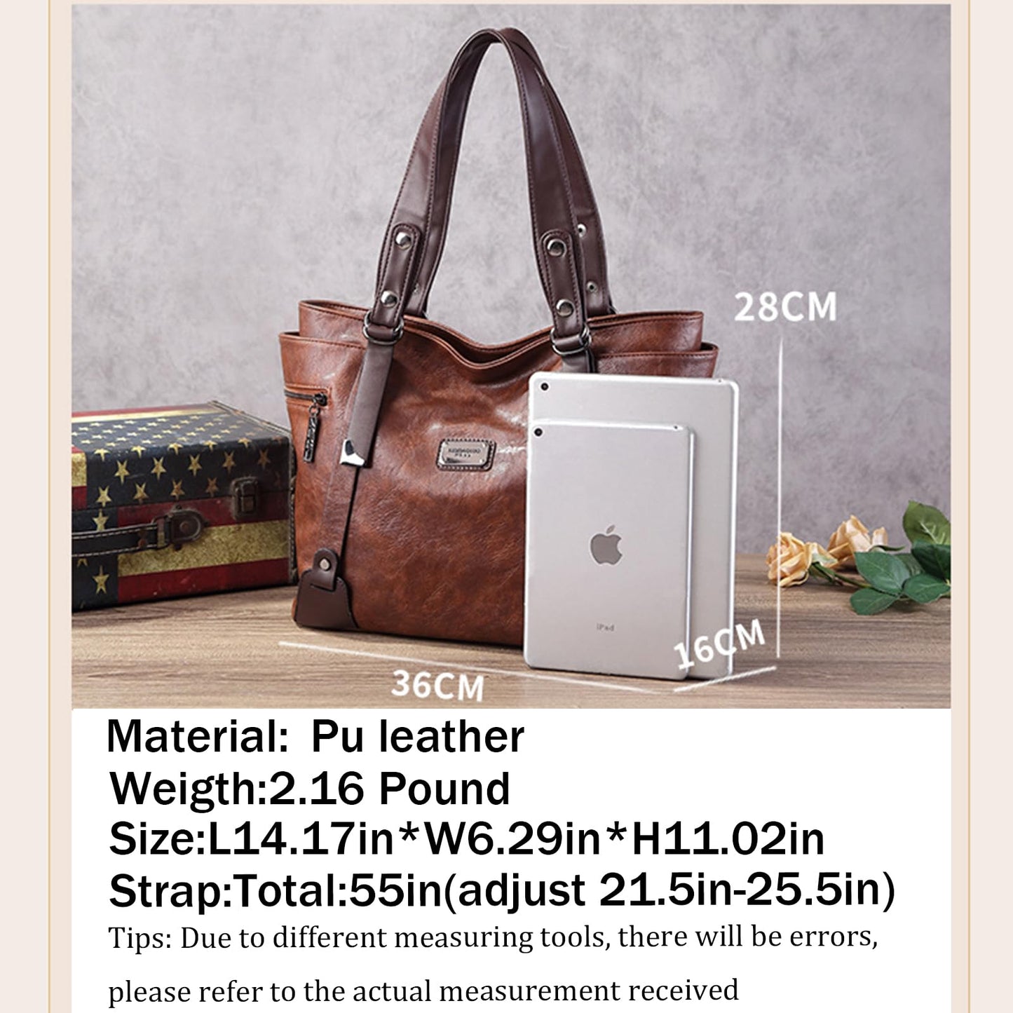 Handbags and Purses for women Vegan Leather Tote Bag for Women Satchel Shoulder Bags Travel Purse with Compartments