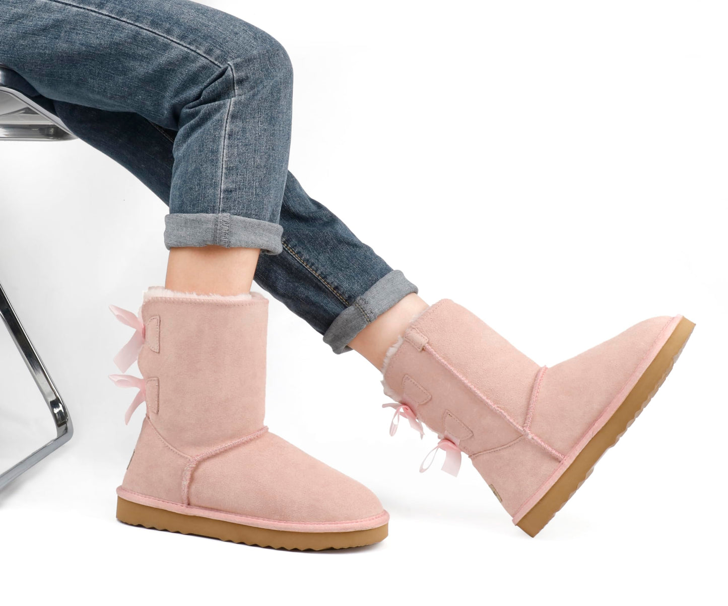 JOY IN LOVE Women's Snow Boots for Winter Mid-Calf high Back Bows