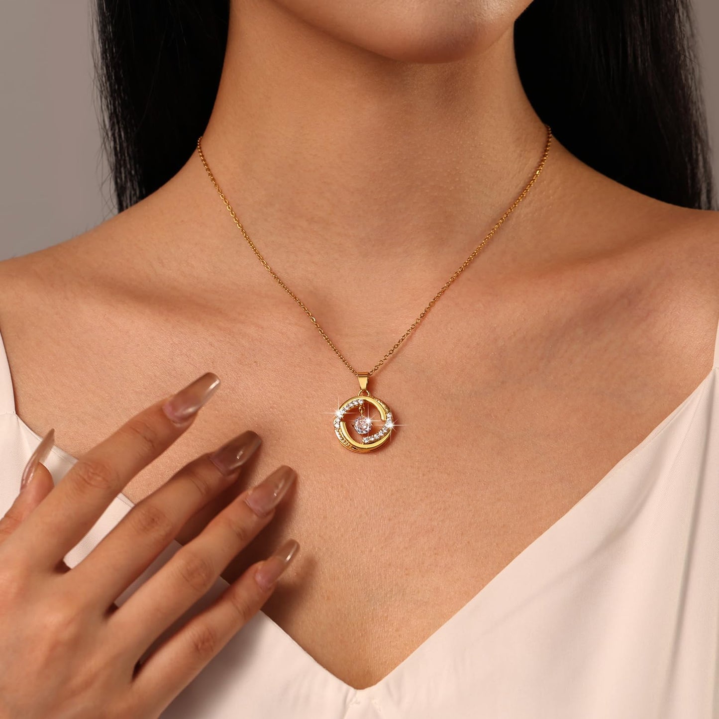 Dainty Gold Necklace for Women, 18K Real Gold Plated Necklace, White Gold Cross Silver Necklace, Cubic Zirconia Necklace, Birthday Gifts for Women Jewelry