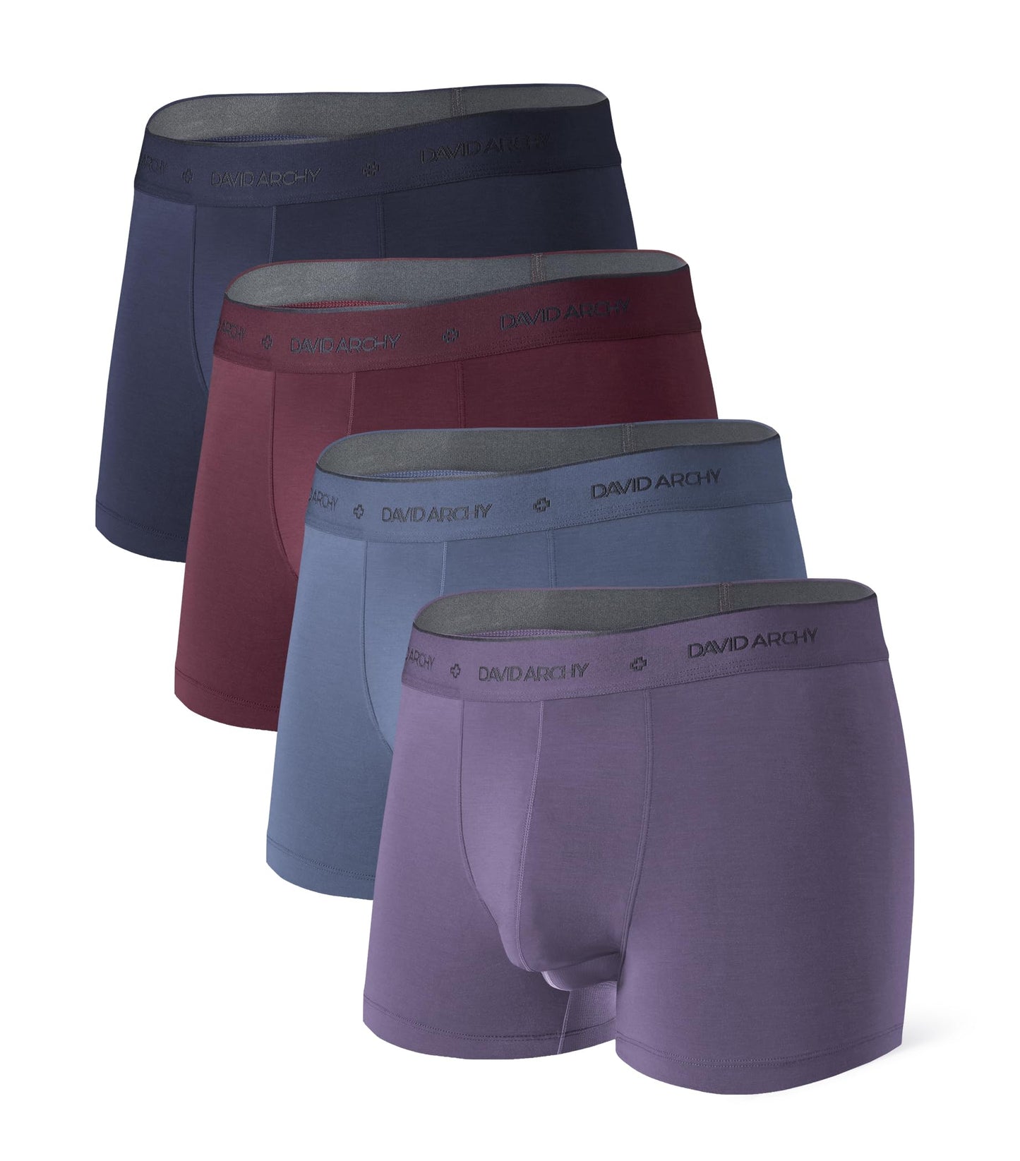 DAVID ARCHY Men's Underwear Modal Boxer Briefs Trunks Multi-Pack | Dual Pouch with Fly, Ultra Soft Second Skin Feel, Breathable Stretch Spandex, Anti Chafing, Daily Lounging Work Travel