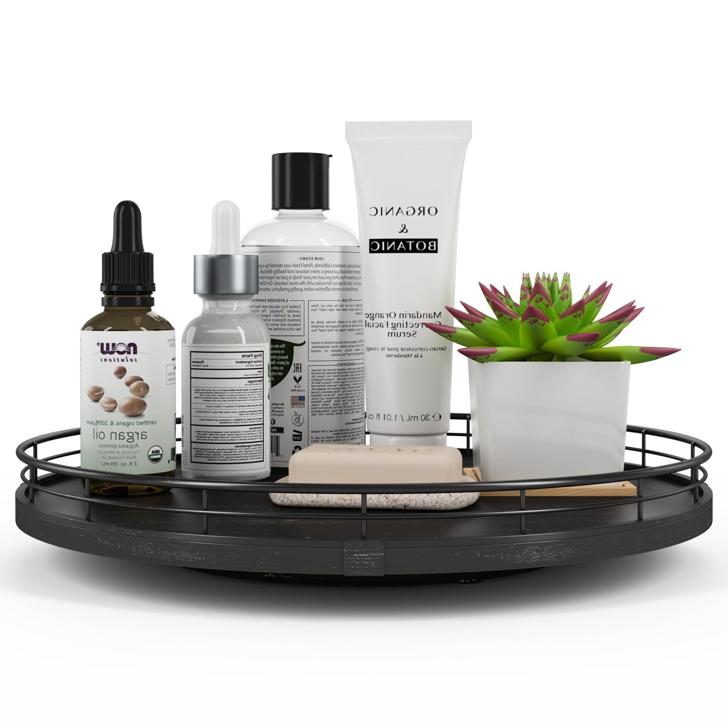 AMH Lazy Susan Wooden Organizer for Table Top