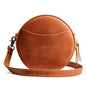 S-ZONE Leather Crossbody Bags for Women Circle Shoulder Round Purse Travel | Top Grain Leather, Keychain, Designer Handbag, Vintage, Multi Pockets, Detachable Strap, Eveyday Outing