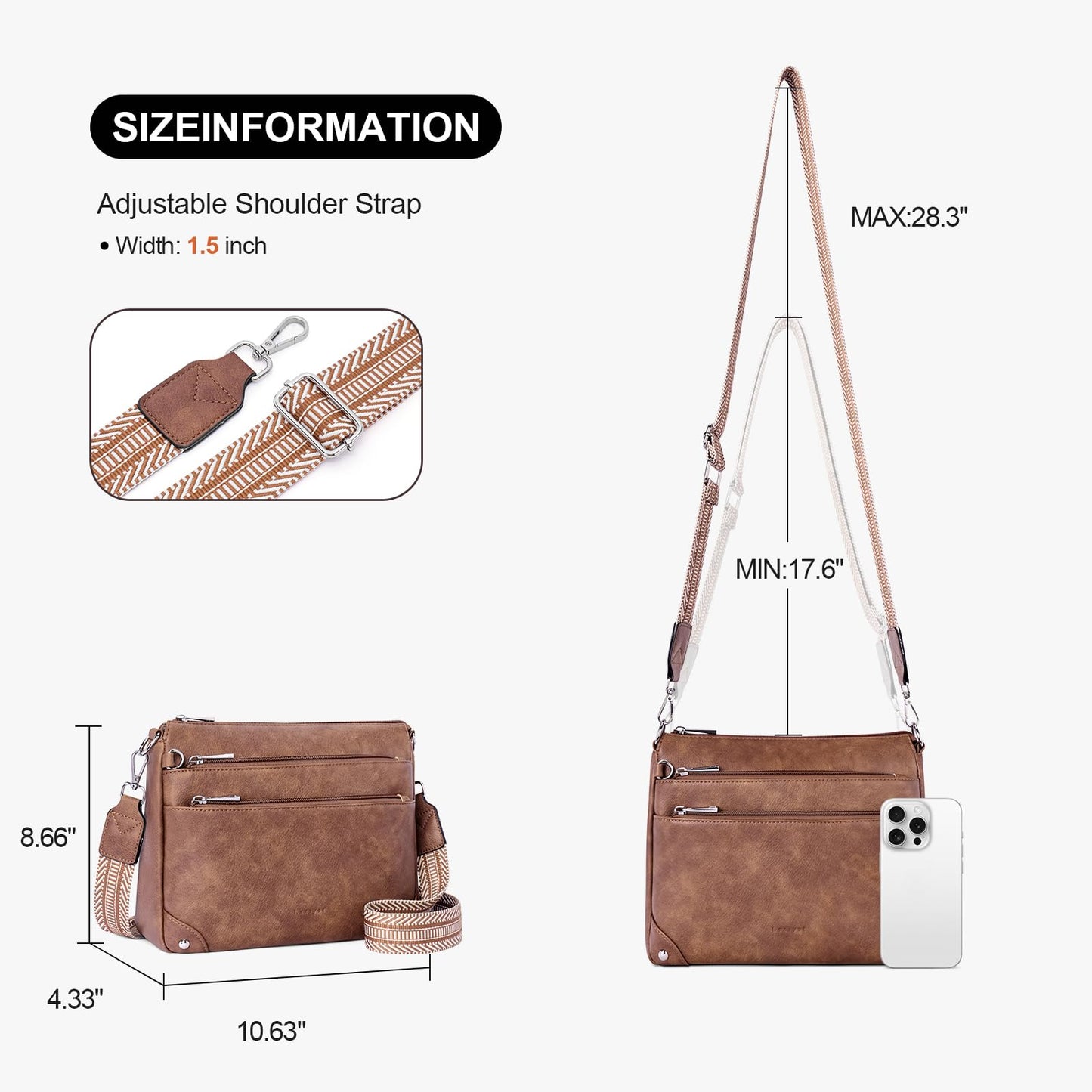 Crossbody Bags for Women Rfid Travel Crossbody Purses Leather Handbags Medium Shoulder bag with Adjustable Strap