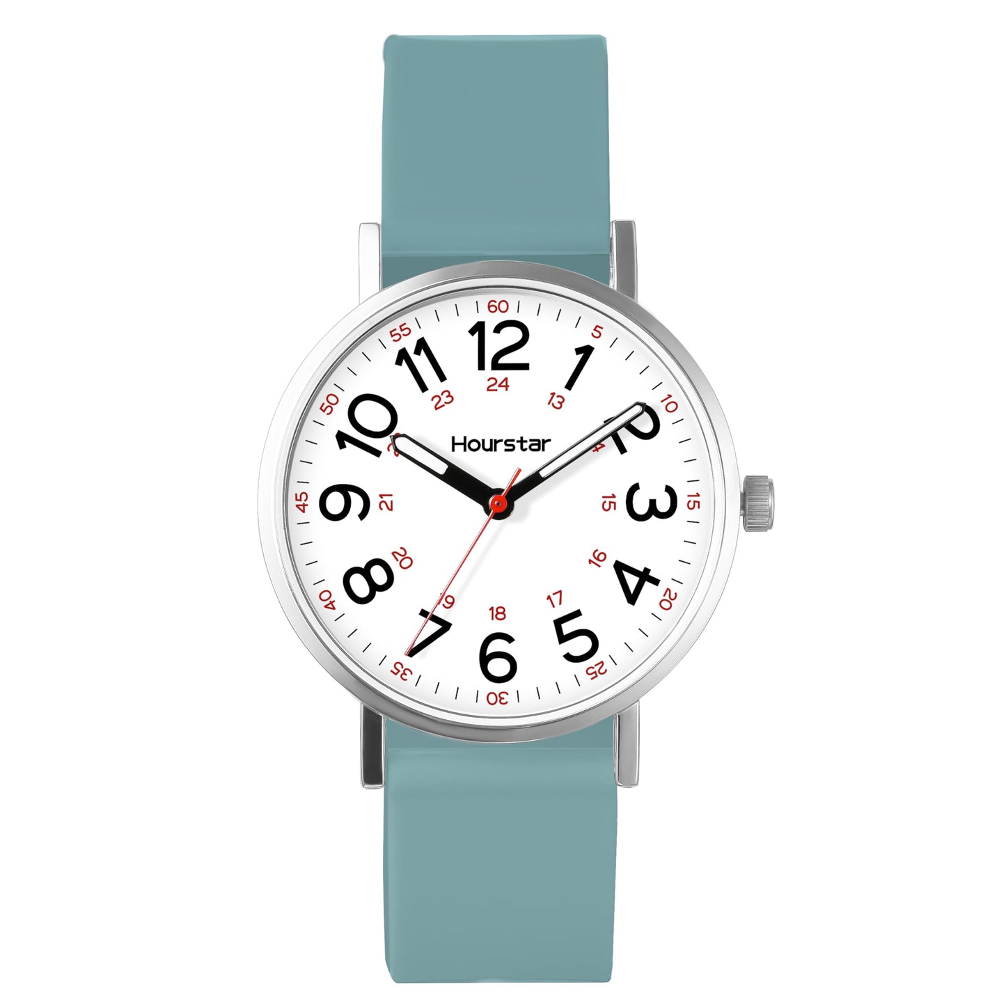Women's Analog Nurse Watch with Second Hand for Nursing, 12/24 Time, Silicone Band, Easy Read