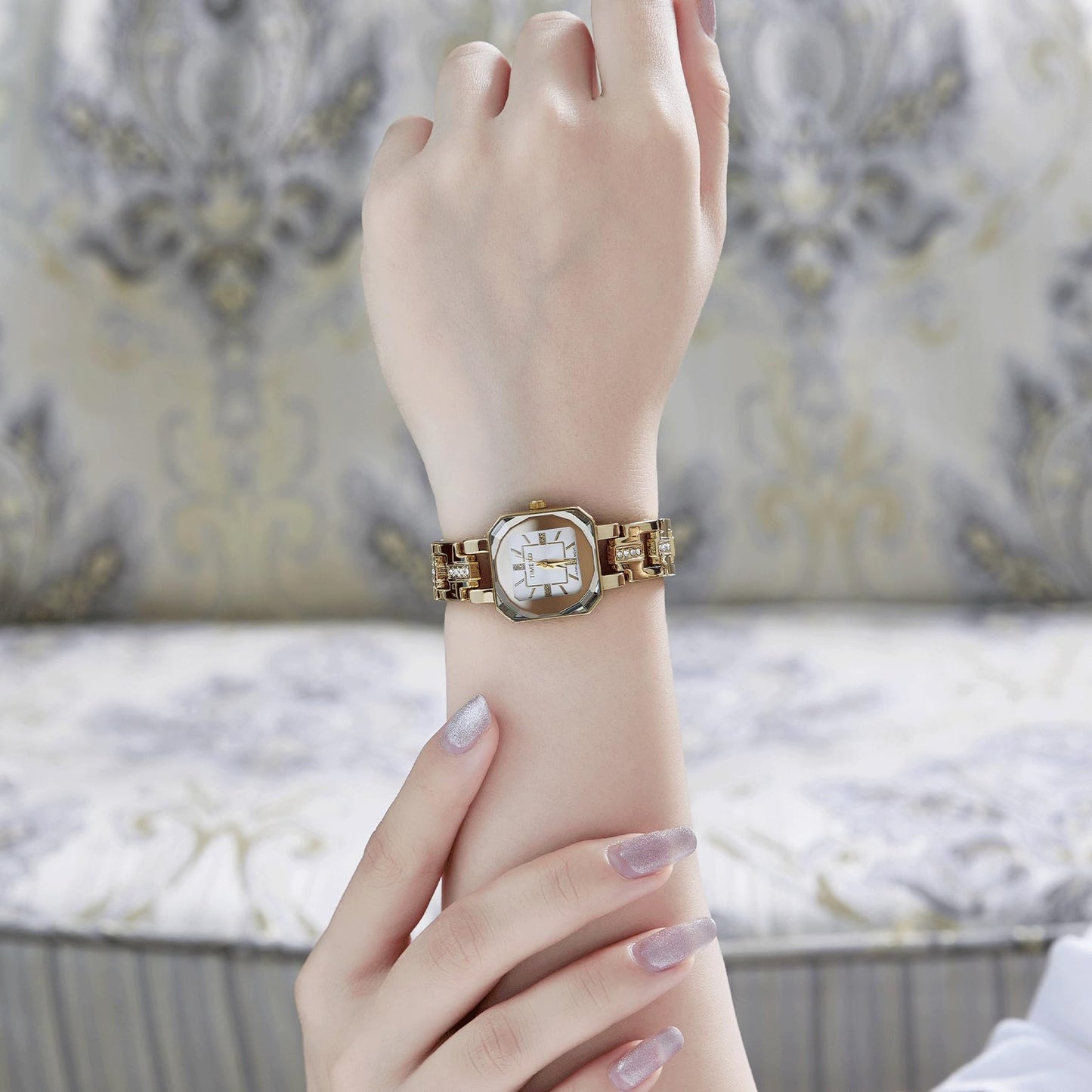 TIME100 Women's Bracelet Watches Ladies Quartz Wrist Watch with Green Dial Bezel with Crystals in Movement Bracelet Strap with Diamonds Waterproof