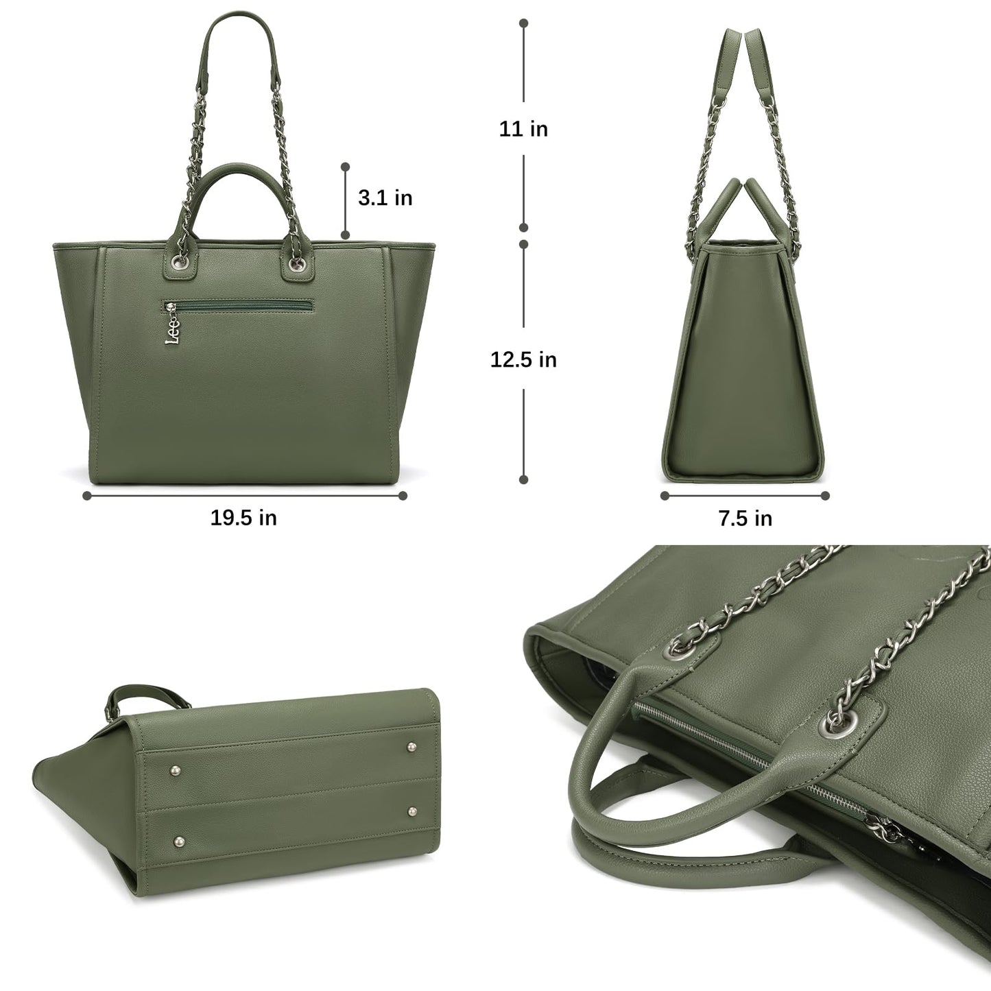 Lee Large Shoulder Tote Bag for Women Vegan Leather Top-Handle Bag