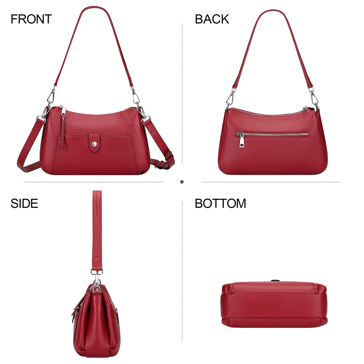 Over Earth Genuine Leather Small Hobo Crossbody Bags for Women Shoulder Purses and Handbags
