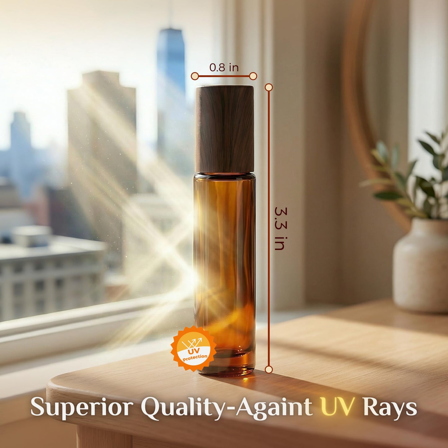 PrettyCare 4 Pack Amber Glass Oil Roller Bottles for Essential Oils 10ml, Roll On Bottles with Stainless Steel Roller Ball Leak-Proof Perfume Travel Refillable Bottle Empty, Beauty & Personal Care