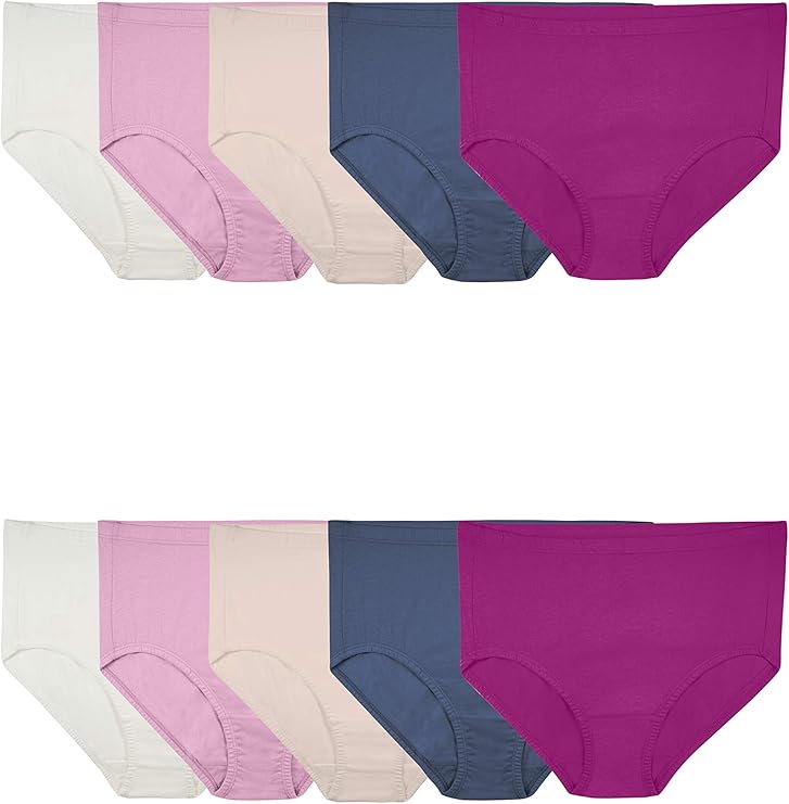 Fruit Of The Loom Womens Breathable Underwear, Moisture Wicking Keeps You Cool & Comfortable, Available In Plus Size Briefs, Cotton Mesh - Plus Size Brief - 10 Pack - Pink/Cream/Blue, 10 US