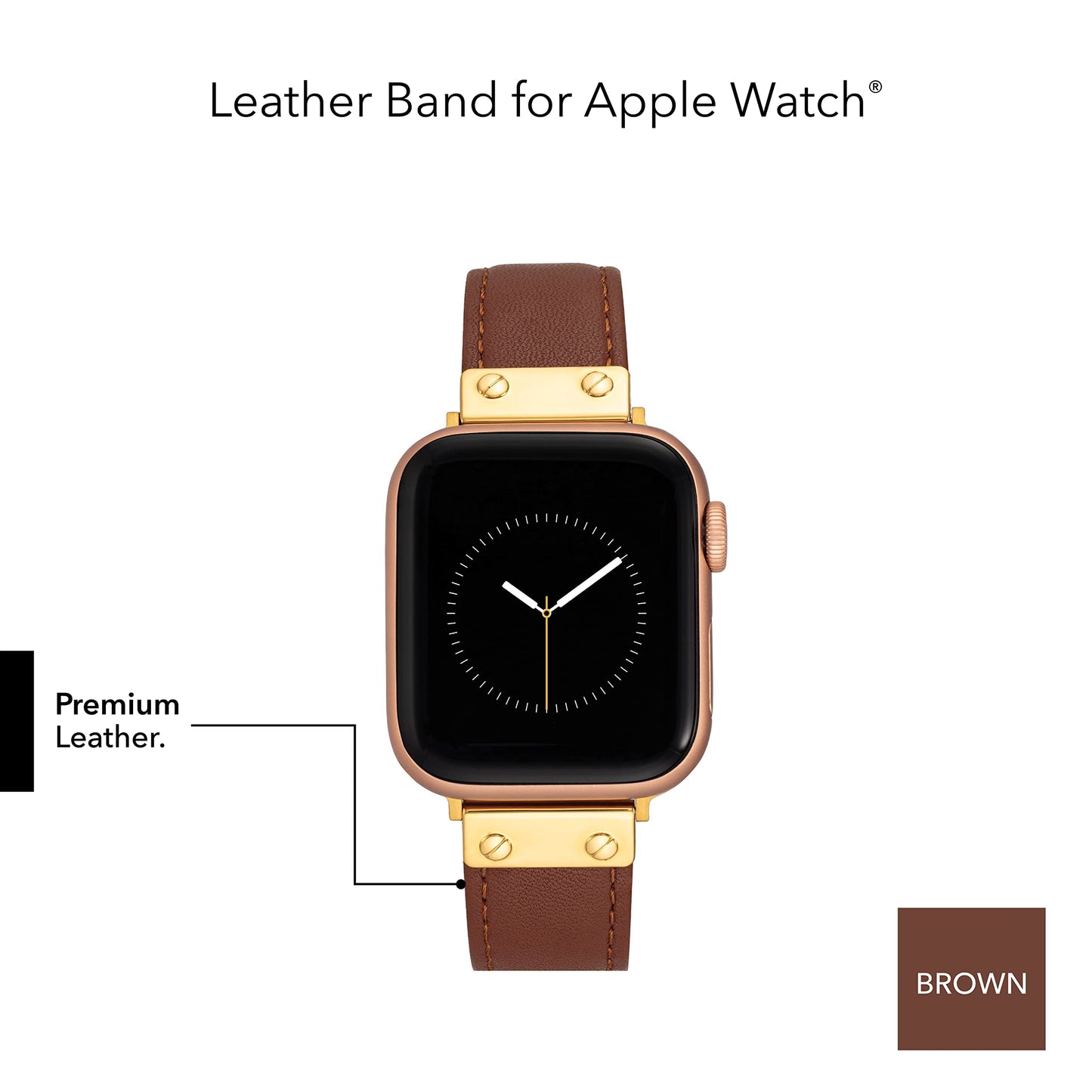 Anne Klein Leather Fashion Band for Apple Watch Secure, Adjustable, Apple Watch Band Replacement, Fits Most Wrists