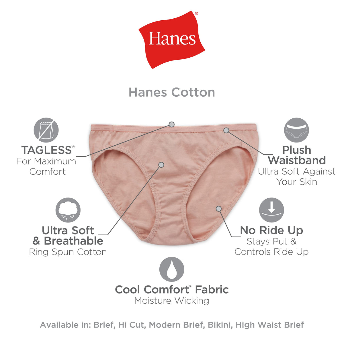 Hanes womens Cotton briefs underwear, 6 Pack - Hi Cut Assorted 1, 7 US