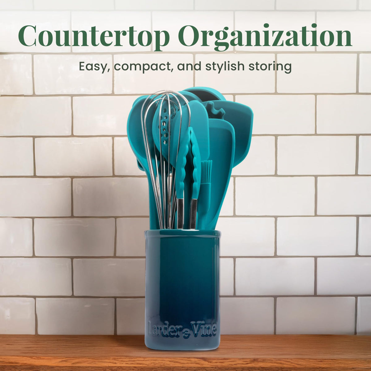 12pc Silicone Kitchen Utensils with Stainless Steel handles and Ceramic holder