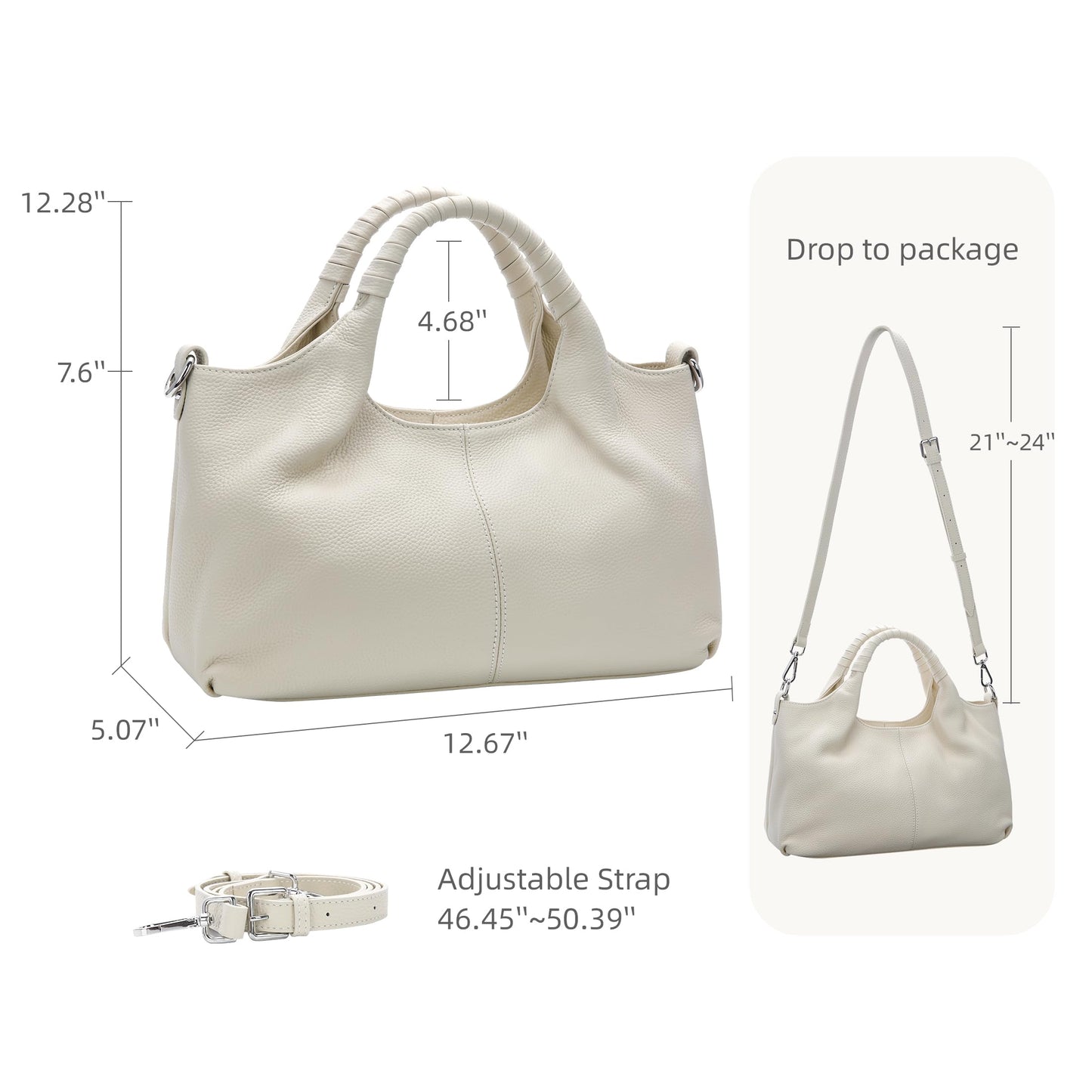 Iswee Leather Satchel Women Purse and Handbag Crossbody Shoulder Bag Hobo | Genuine Cowhide Leather Tote Top Handle Bag Soft & Durable Medium Size Bags with Detachable Multiple Pocketbooks Trendy