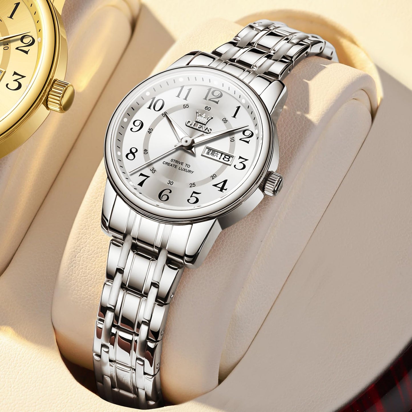 OLEVS Watch Women Two Tone Watches for Women with Date Dress Womens Watches for Small Wrists Luxury Easy Read Womens Watch Waterproof Blue/Black/Gold/Silver Dial Reloj para Mujer