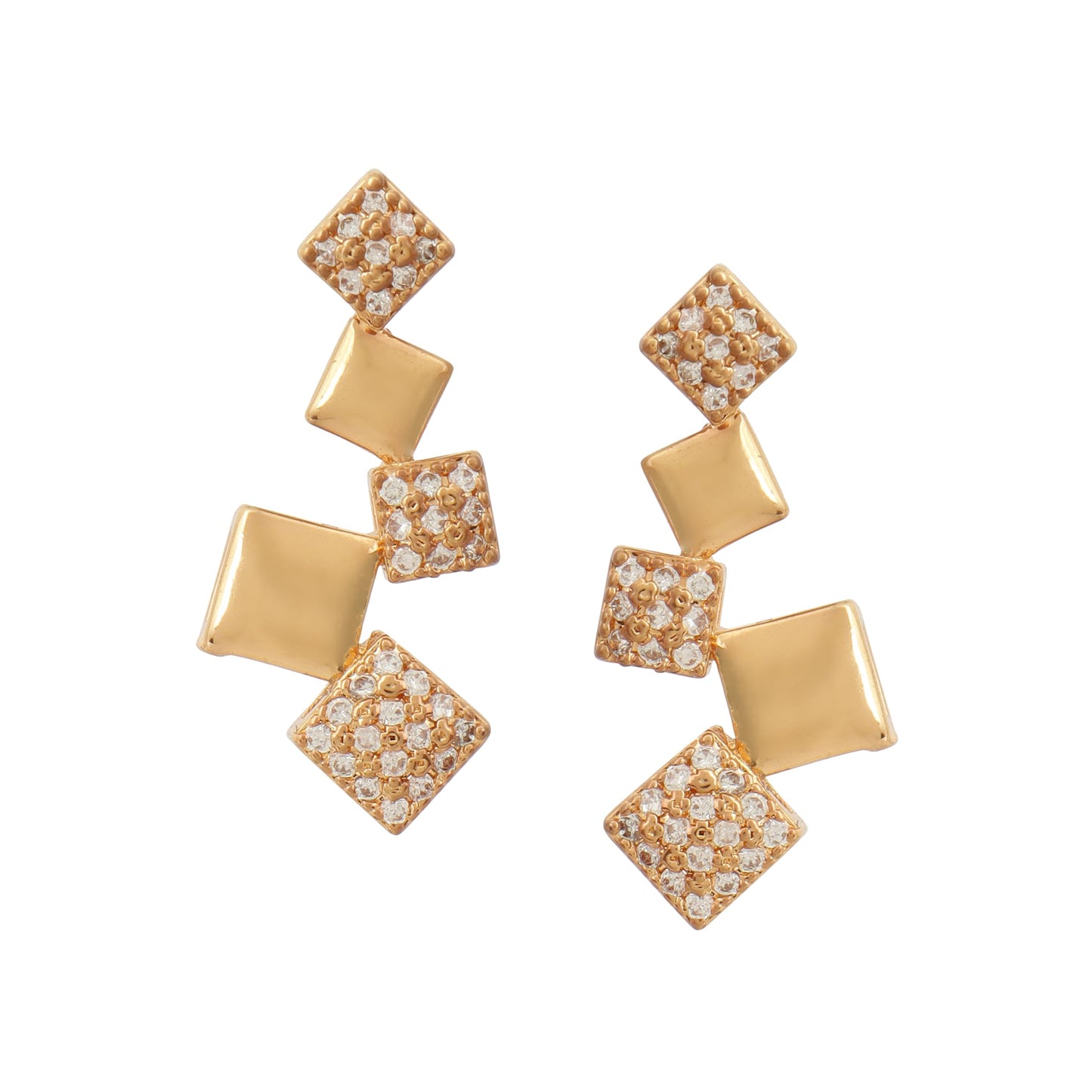 Nilu's Collection American Diamond Stone Studded | Rose Gold/Silver Plated | Anti Tarnish Jewellery Set for Women | Matching Earrings Perfect for Weddings and Special Occasions