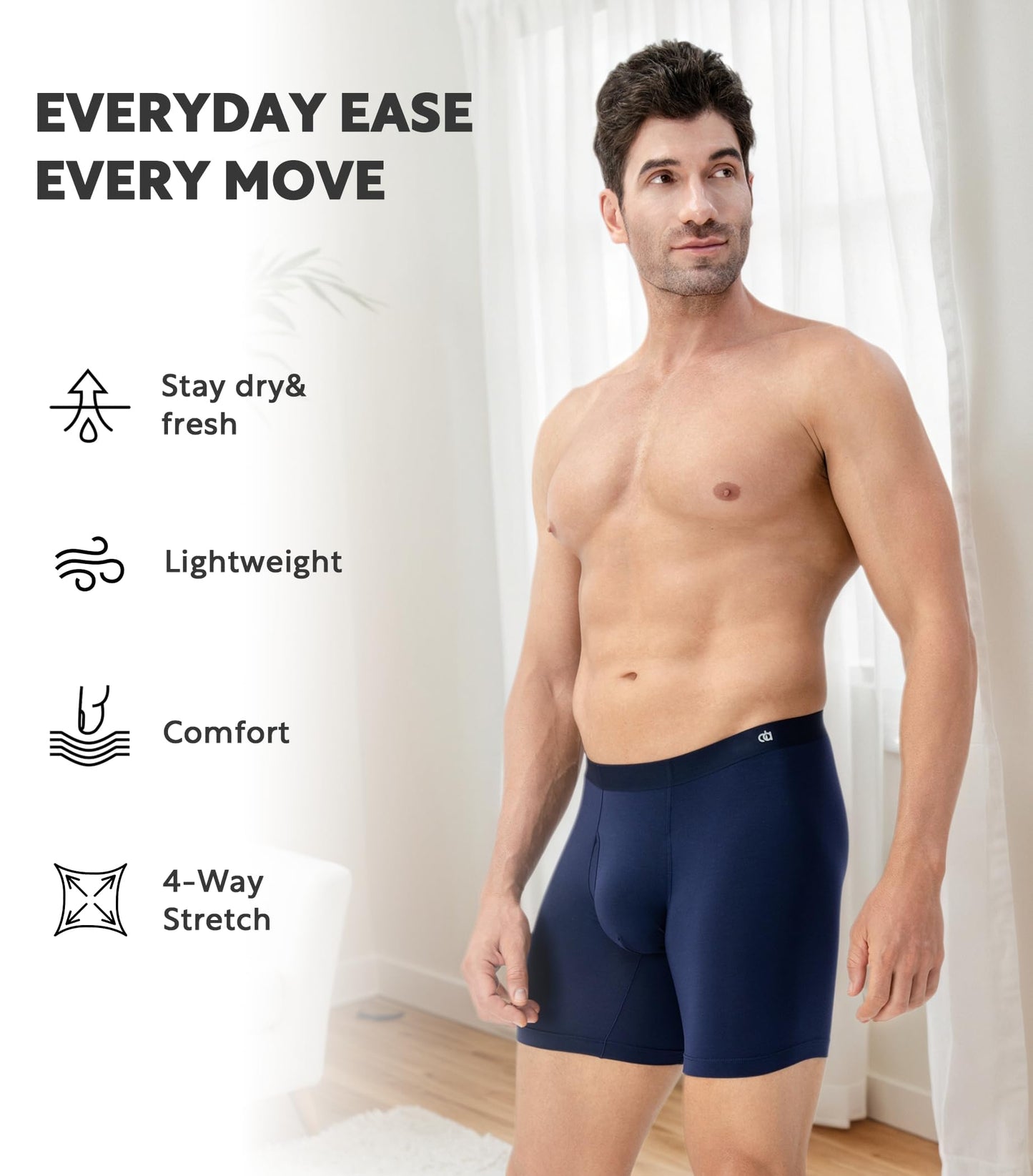 DAVID ARCHY Men's Ultra Soft Underwear Modal Boxer Briefs Slim Fit 6.5" | Second Skin Fabric Breathable, Smooth Low-Profile Waistband, Easy Access Side Fly, Tagless Anti Chafing for All-day Comfort
