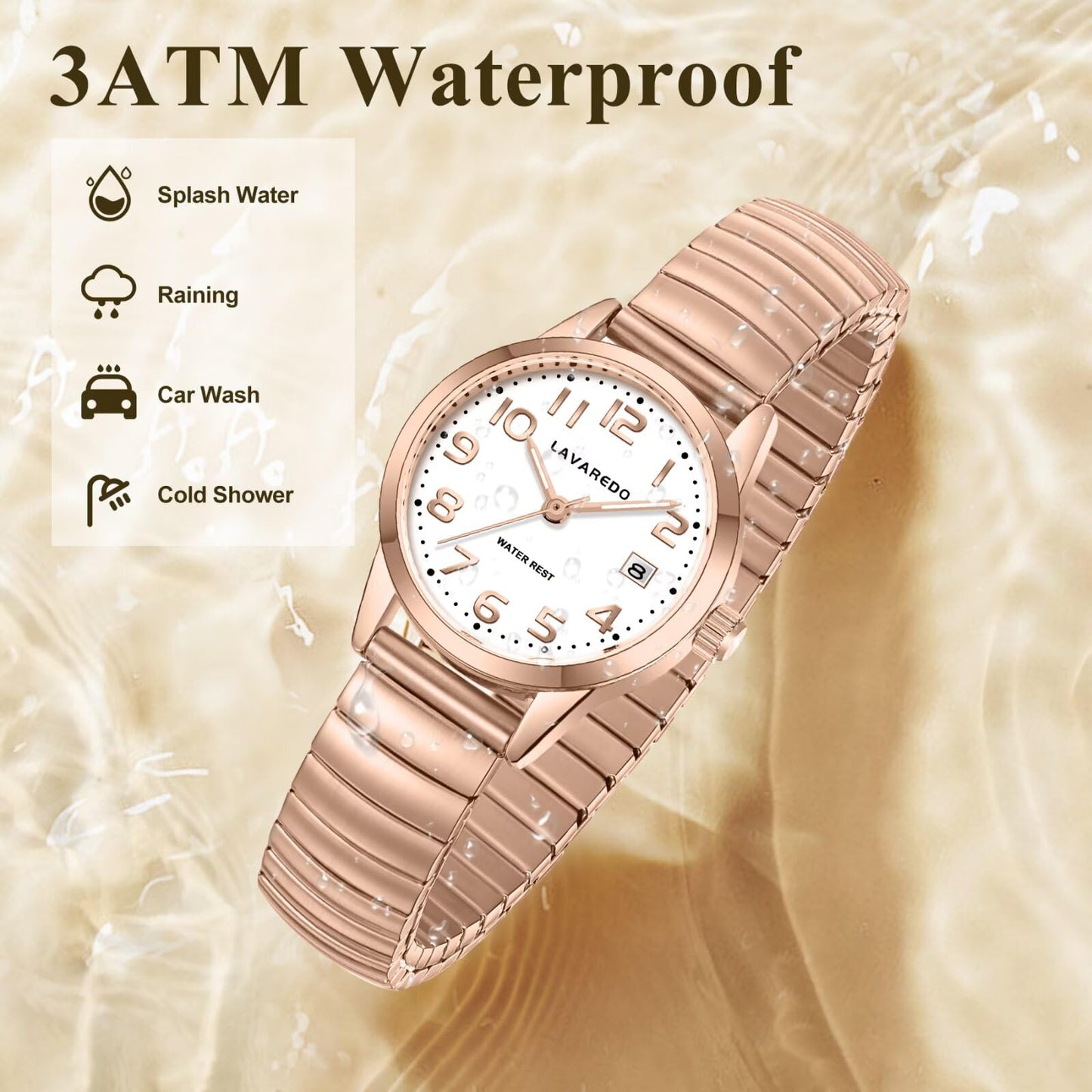 Elegant Gold Watches for Women Small Analog Watch, Waterproof Ladies Watches with Stainless Steel Expansion Band and Luminous Dial - Fashionable Christmas & Birthday Gifts for Women