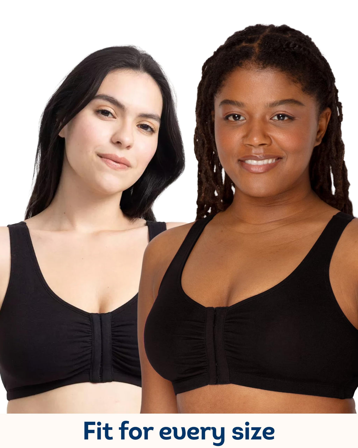Fruit of the Loom Women's Front Close Builtup Sports Bra, Sand/Black 2-Pack, 36