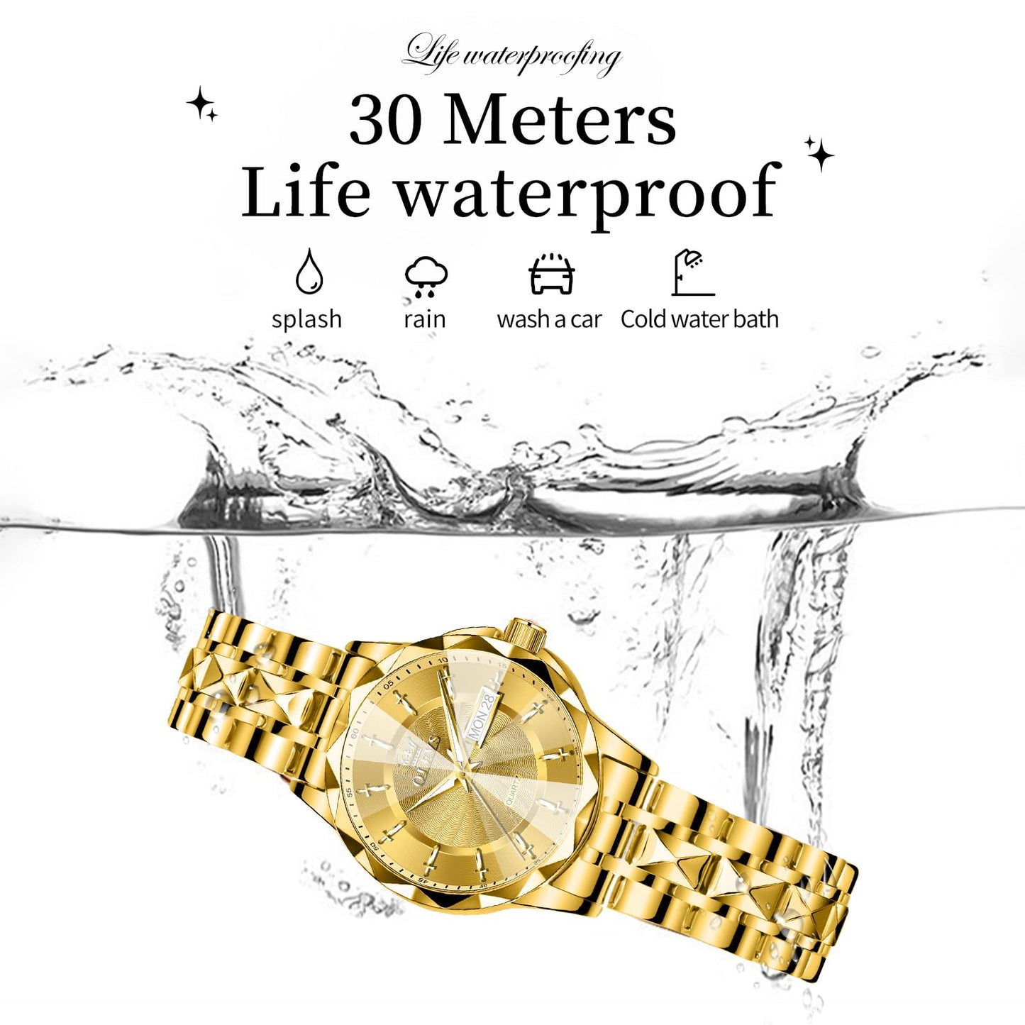 OLEVS Women's Luxury Elegant Watch, Fashion Waterproof Ladies Dress Watch, Stainless Steel Gold Silver Watches for Women, Small Wrist with Day Date, Ideal for Gift Daily Wear